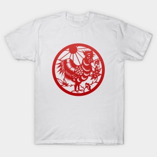 Chinese Zodiac Rooster in Red T-Shirt